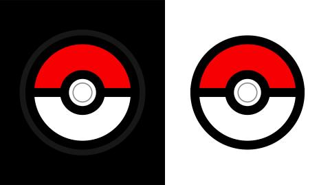 Pokemon balls on black and white background.