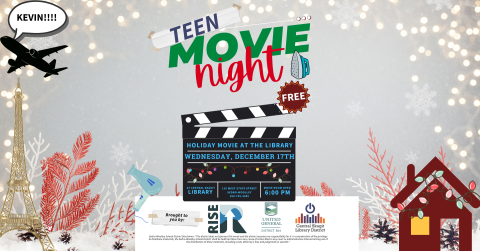 Teen Holiday Movie Night. Wednesday December 17 at 6PM