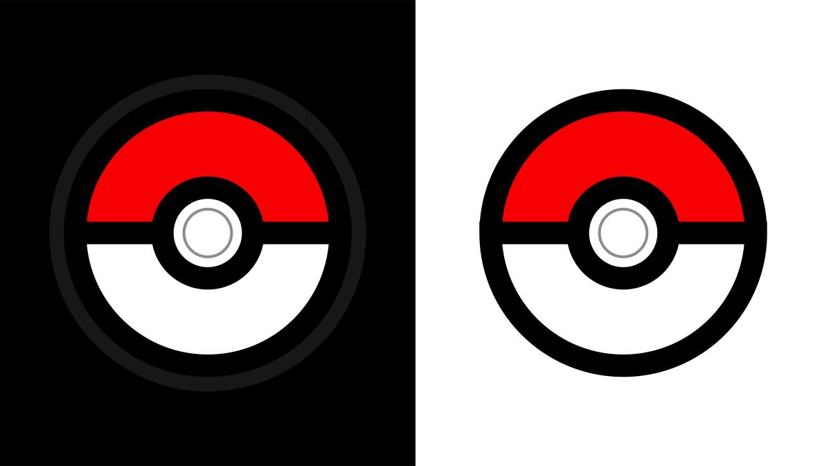 Pokemon balls on black and white background.