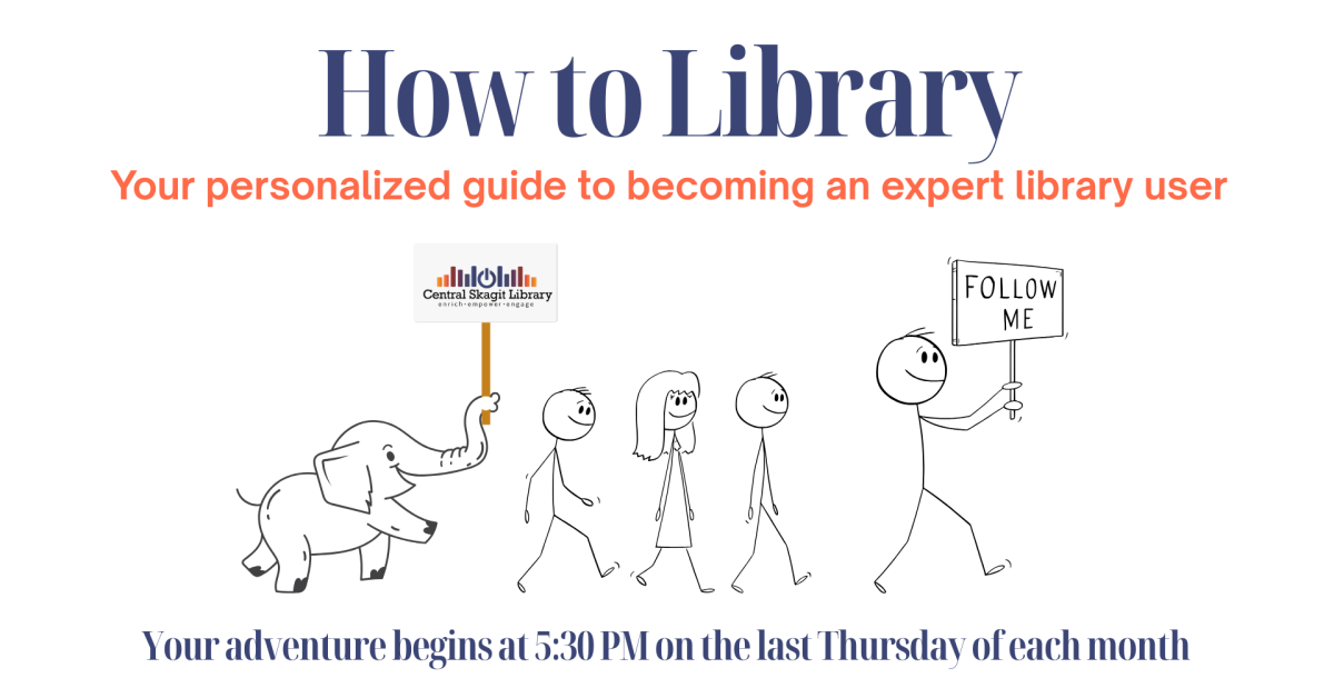 Picture of people and tusko following a leader to the library